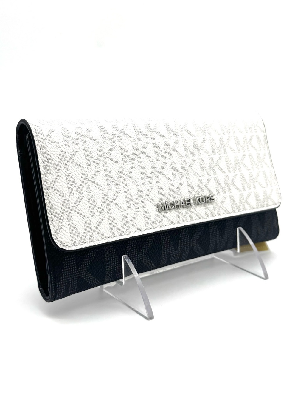 Michael Kors Large Jet Set Travel Trifold Wallet - Optic White Multi